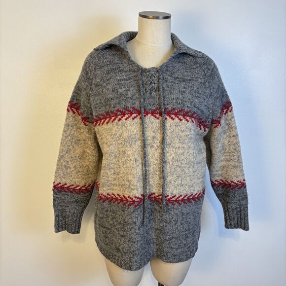Eddie Bauer Vintage Y2K 100% Lambswool Shawl Collar Holiday Pullover Sweater XL - Picture 1 of 6